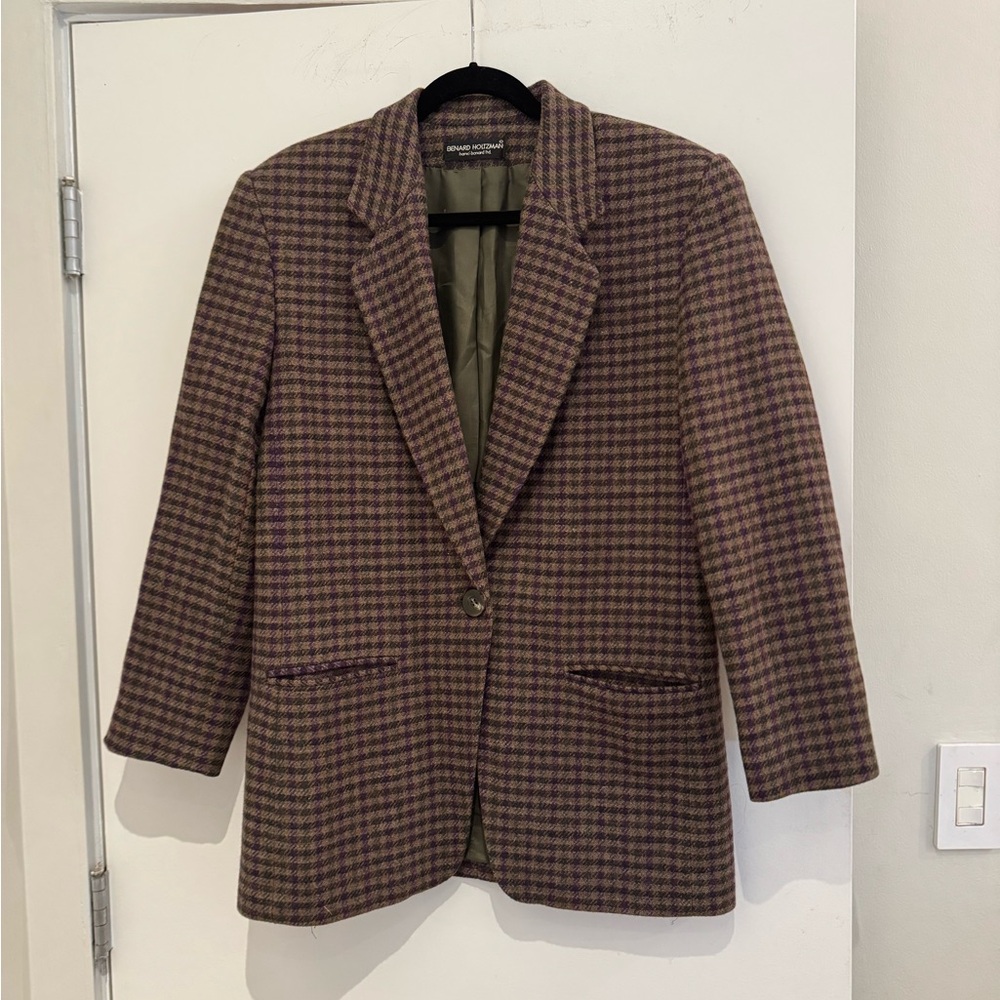 BENARD HOLTZMAN vintage Houndstooth wool Blazer in Brown and Purple.see below